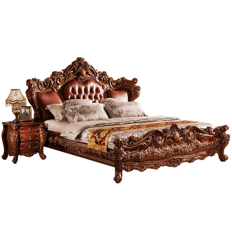 European Simple Bed Leather Princess Adult Aesthetics Design Square Bed Bedroom Queen Sleeping Muebles Lounge Suite Furniture