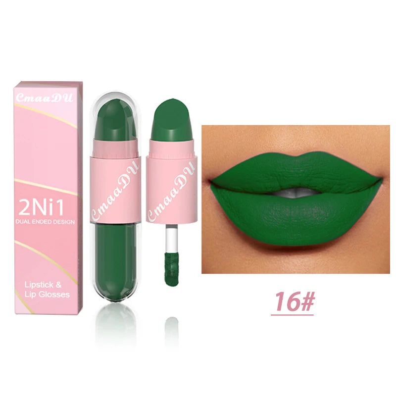 Liquid Lipstick – Matte Velvet – Double Head – Red Brown | KIMLUD