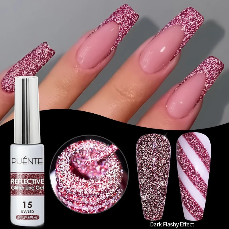 Reflective Glitter Gel Nail Polish Multidimensional Holographic Sparkle, UV-Curable Finish — Pink Lilac | KIMLUD
