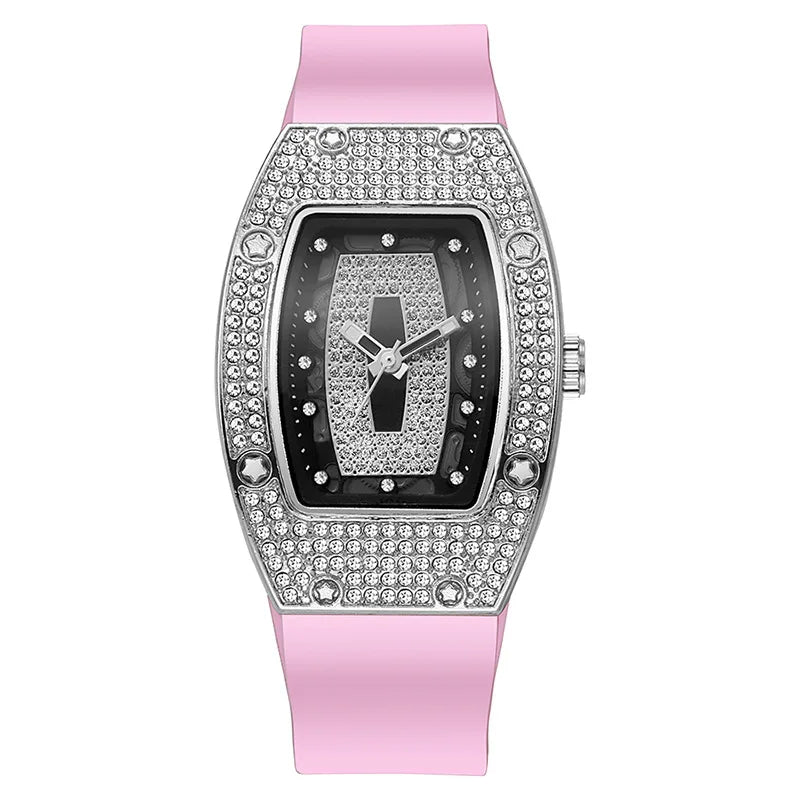 Silicone Tonneau Luxury Watch — Rose Gold | KIMLUD