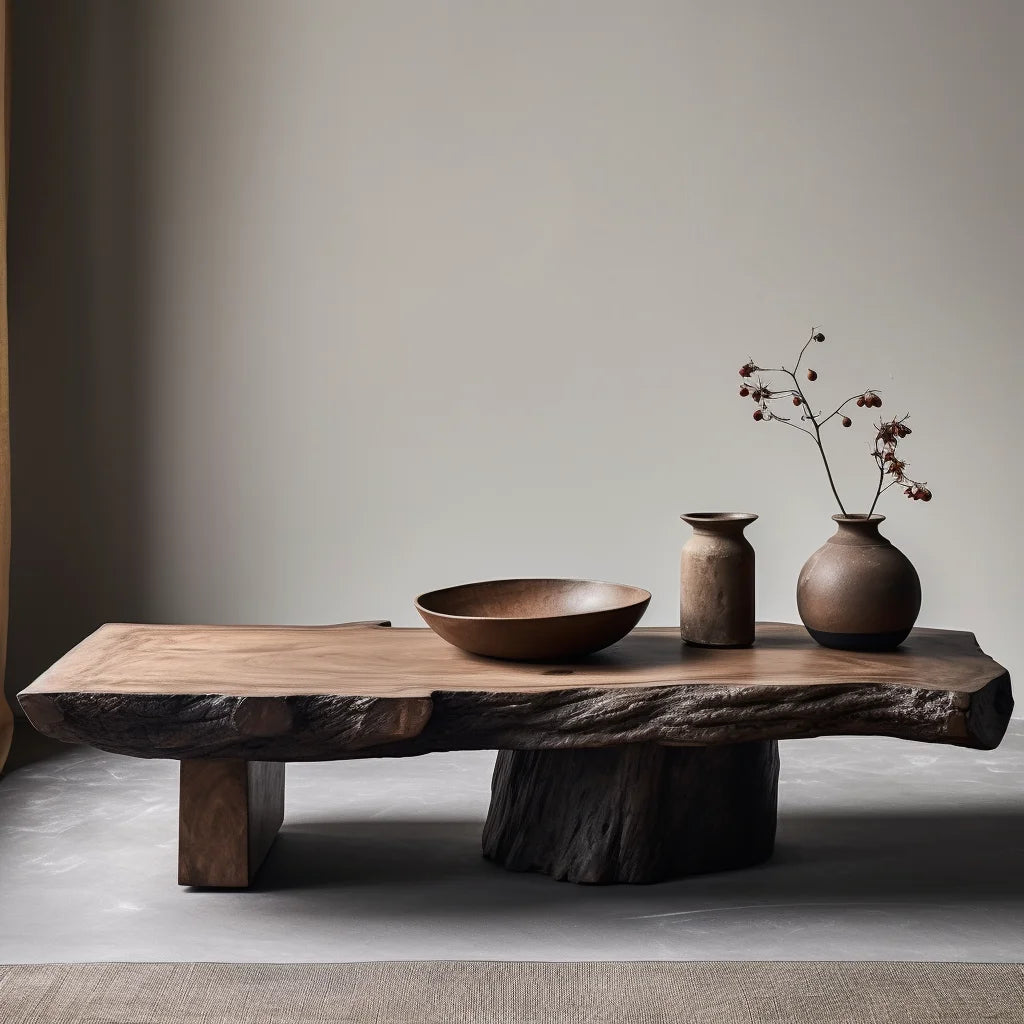Solid Wood Coffee Table Minimalist Modern — Natural Wood | KIMLUD