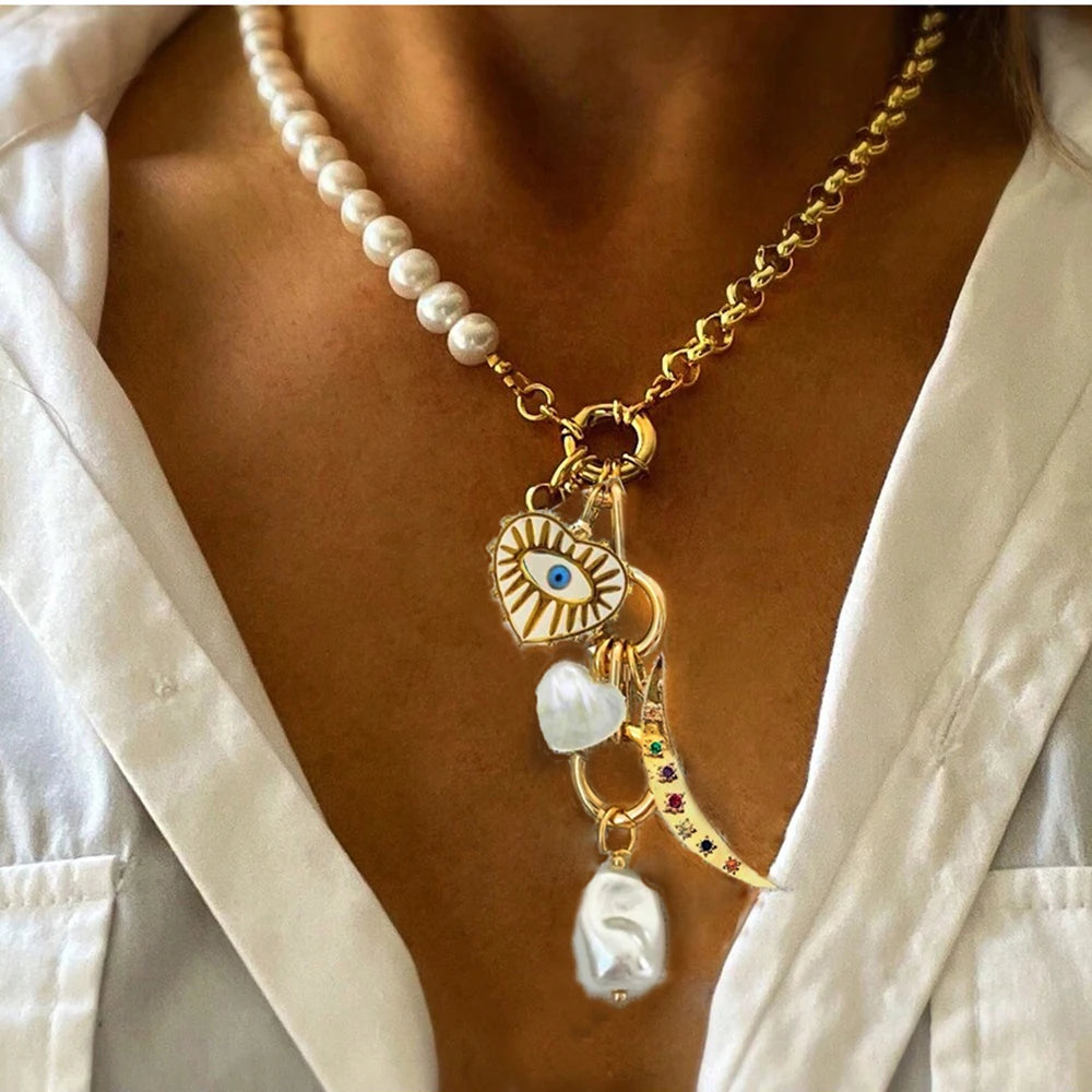 Pearl Multi-Layer Statement Necklace — Ivory | KIMLUD