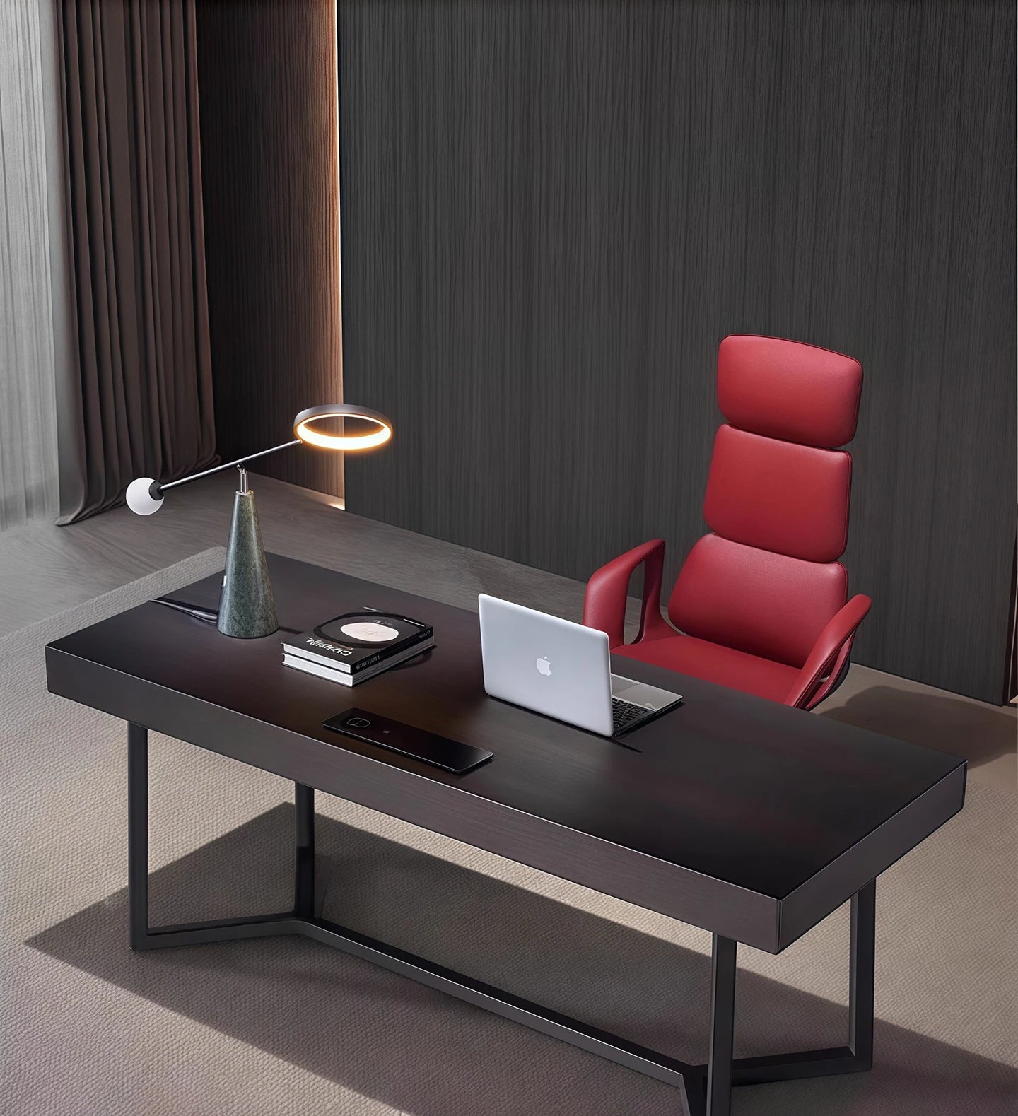 Leather Executive Swivel Office Chair — Red | KIMLUD