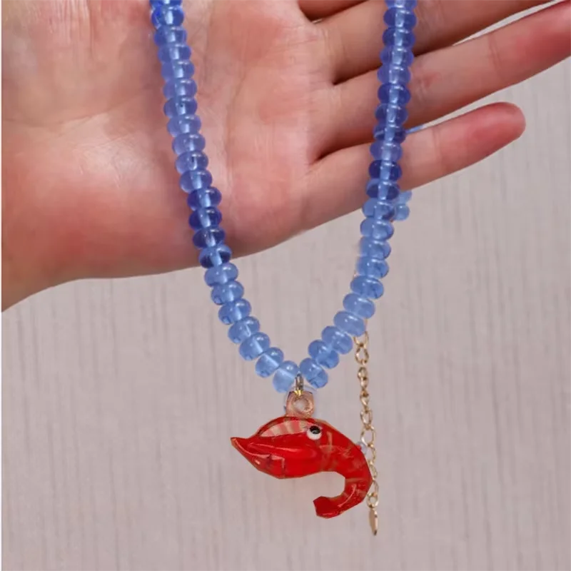 KIMLUD, Bohemian Colorful Glaze Fish Pendant for Women Striped Beaded Necklace Seaside Vacation Party Accessories, necklace 20, KIMLUD APPAREL - Womens Clothes