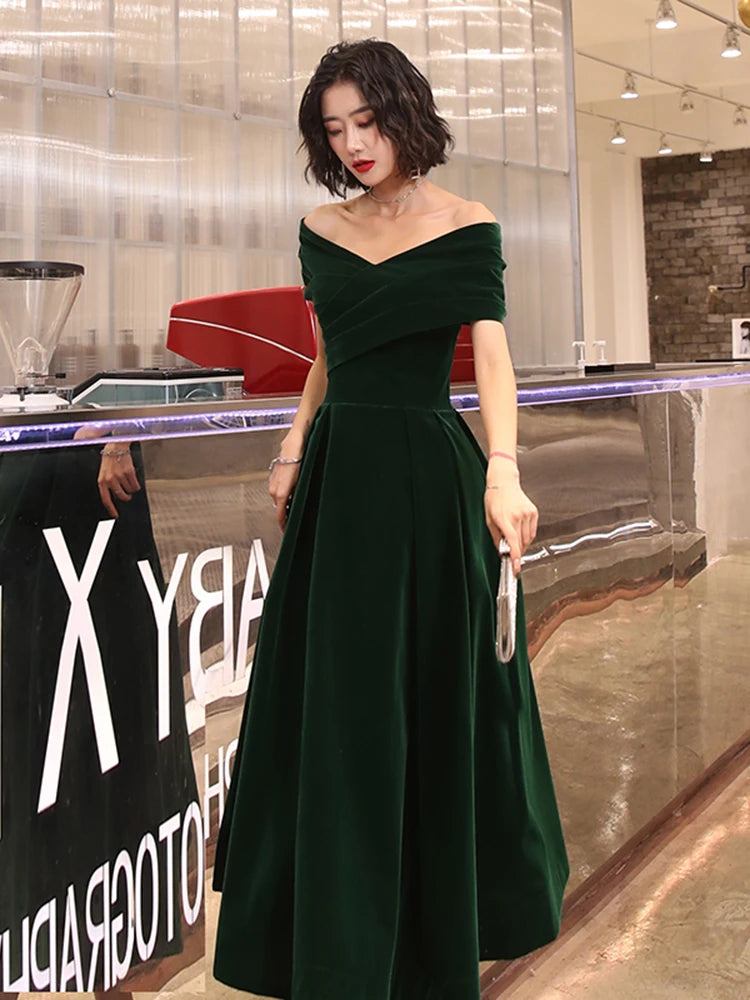 Velvet Maxi Dress – Off Shoulder – Maxi – Wine Red | KIMLUD