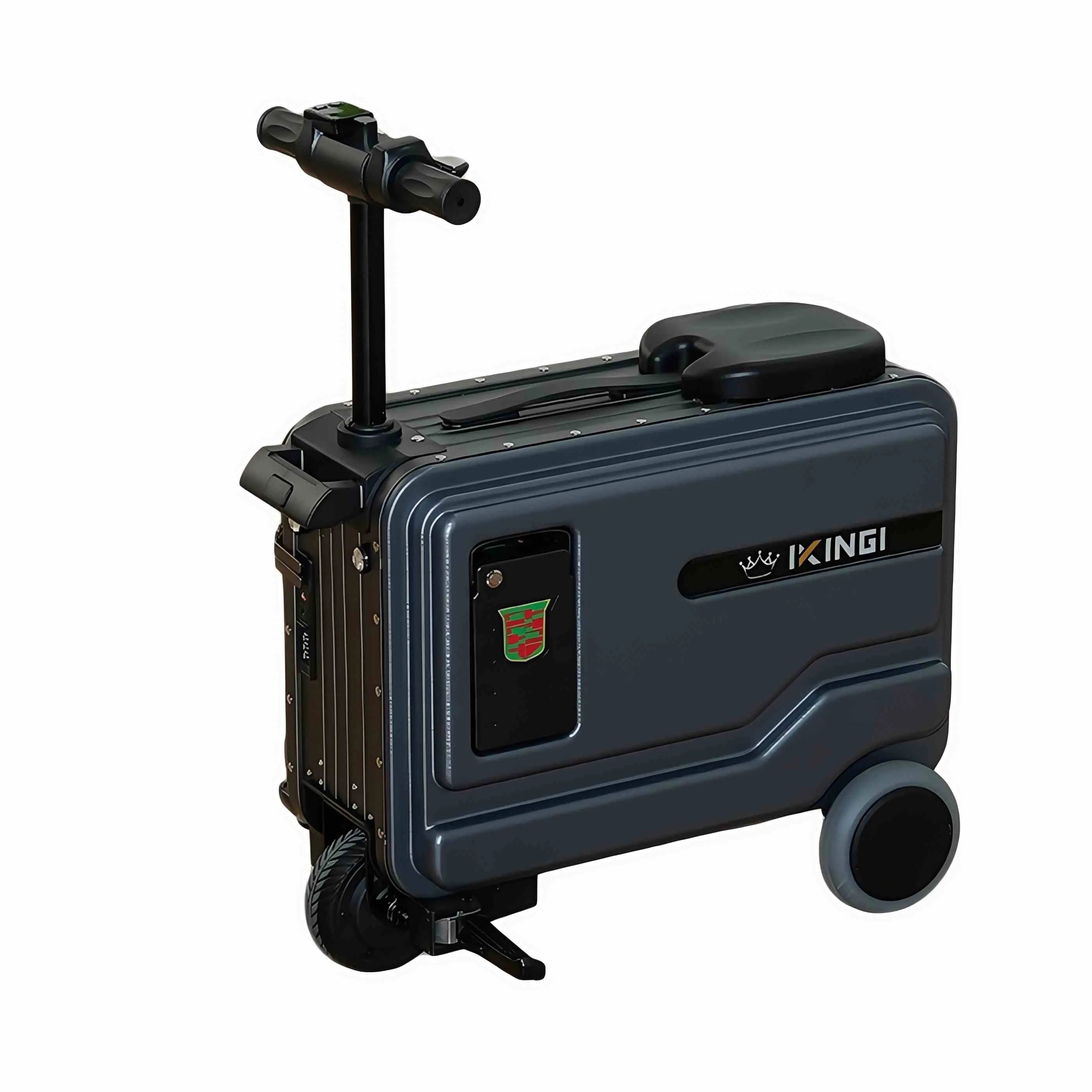 Polycarbonate Luggage Electric Scooter With Aluminum Frame And Quiet Glide — Silver | KIMLUD