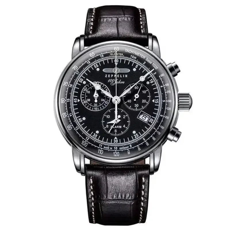Premium Full Grain Leather Strap Watch — Black | KIMLUD