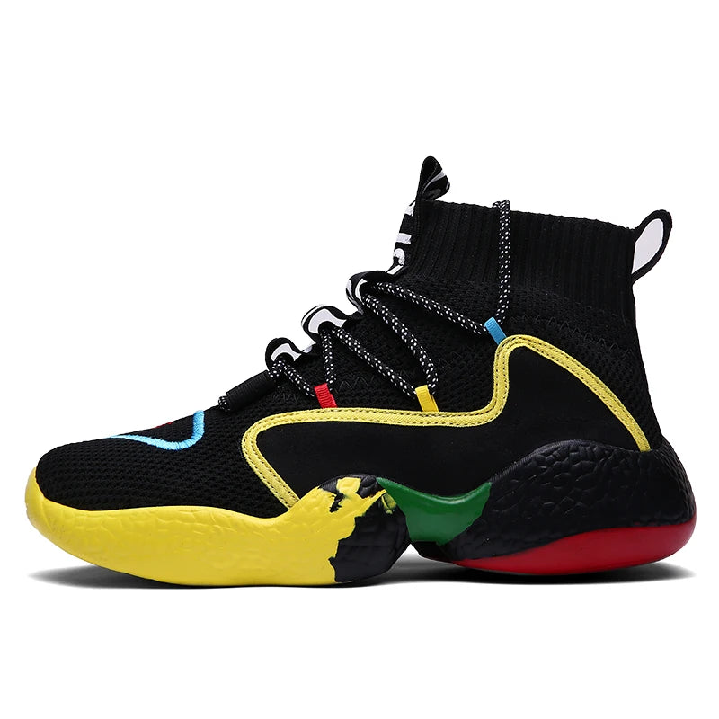 Men's Sneakers – Breathable Lace-Up – Colorful Sock Shoes | KIMLUD