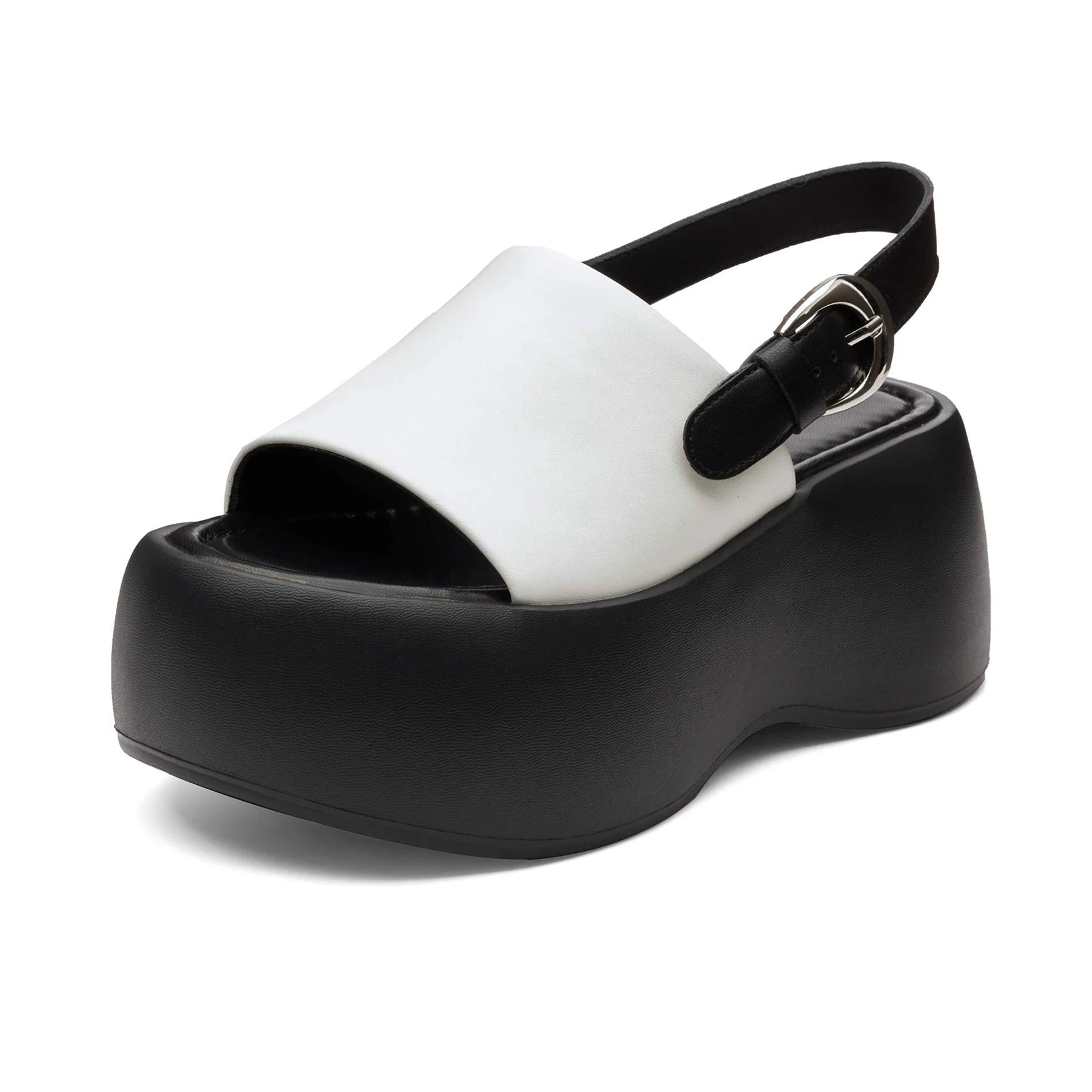 Genuine Leather Peep Toe Slingback Heels — Black | KIMLUD