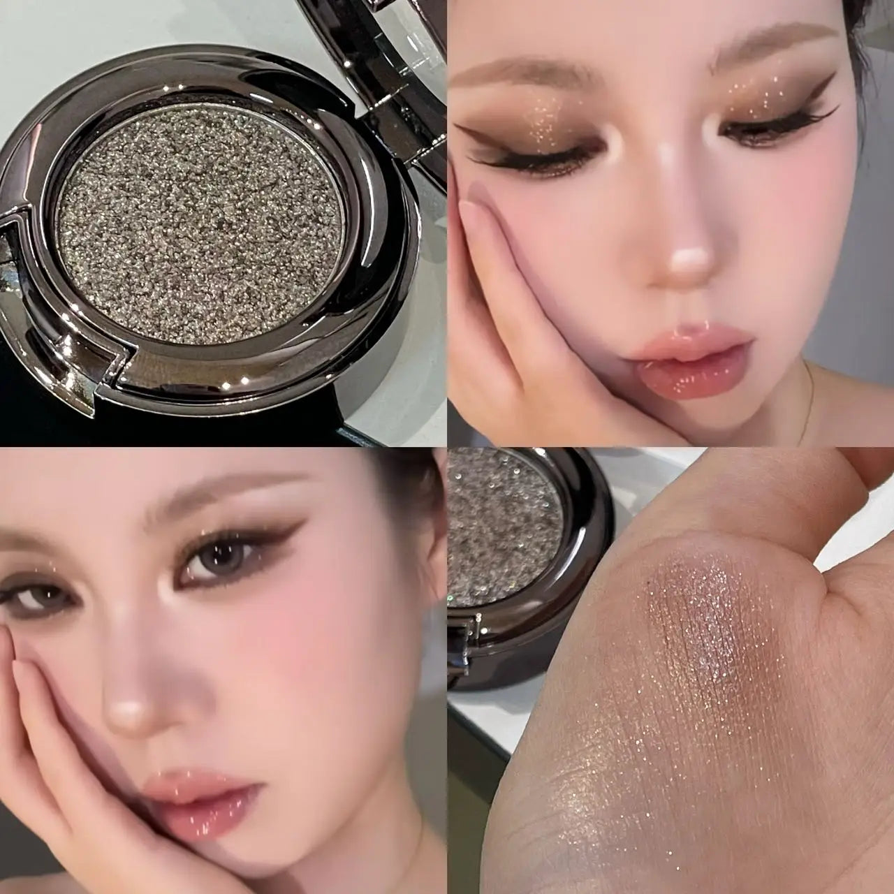 Cream Metallic Eyeshadow Palette Smoked Green With Chameleon Blue Sparkle — Smoked Green | KIMLUD