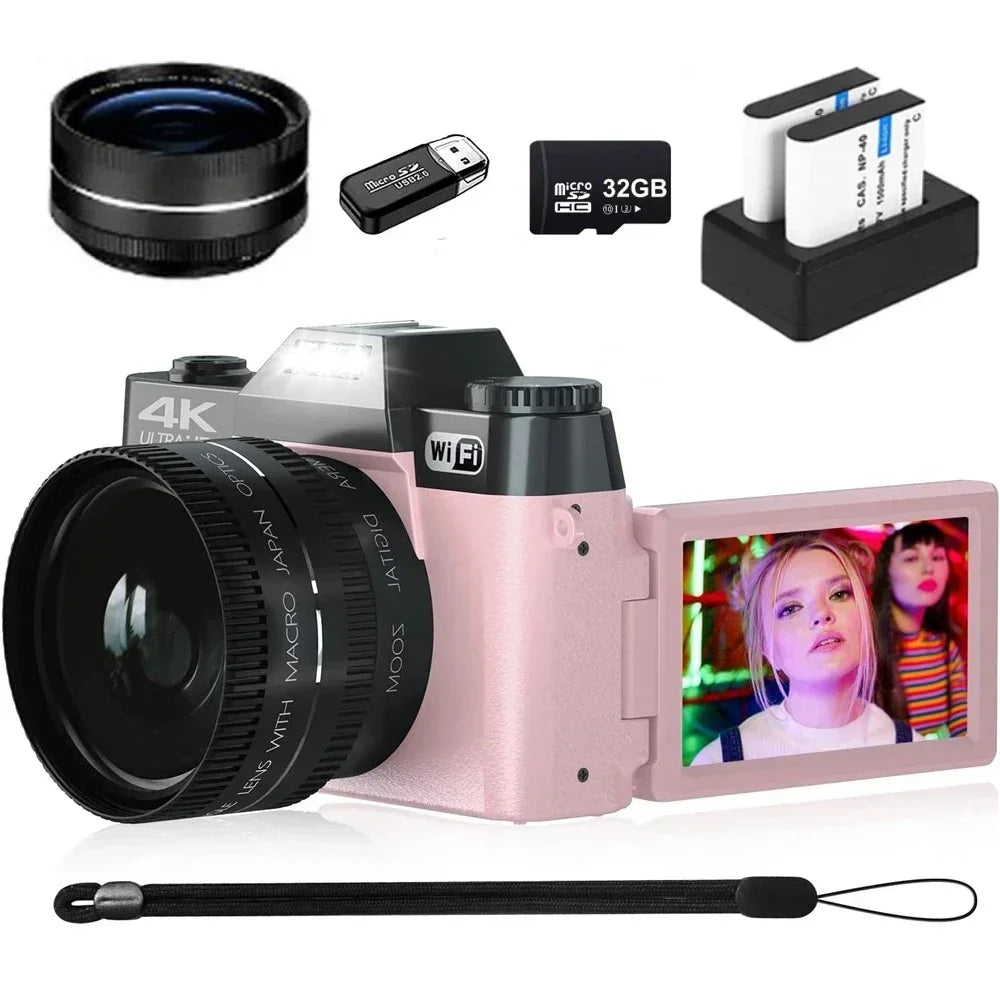 4K Digital Camera for Photography 48MP WiFi Auto Focus Livestream Video Camera 16X Digital Zoom YouTube Vlog Camera Flip Screen