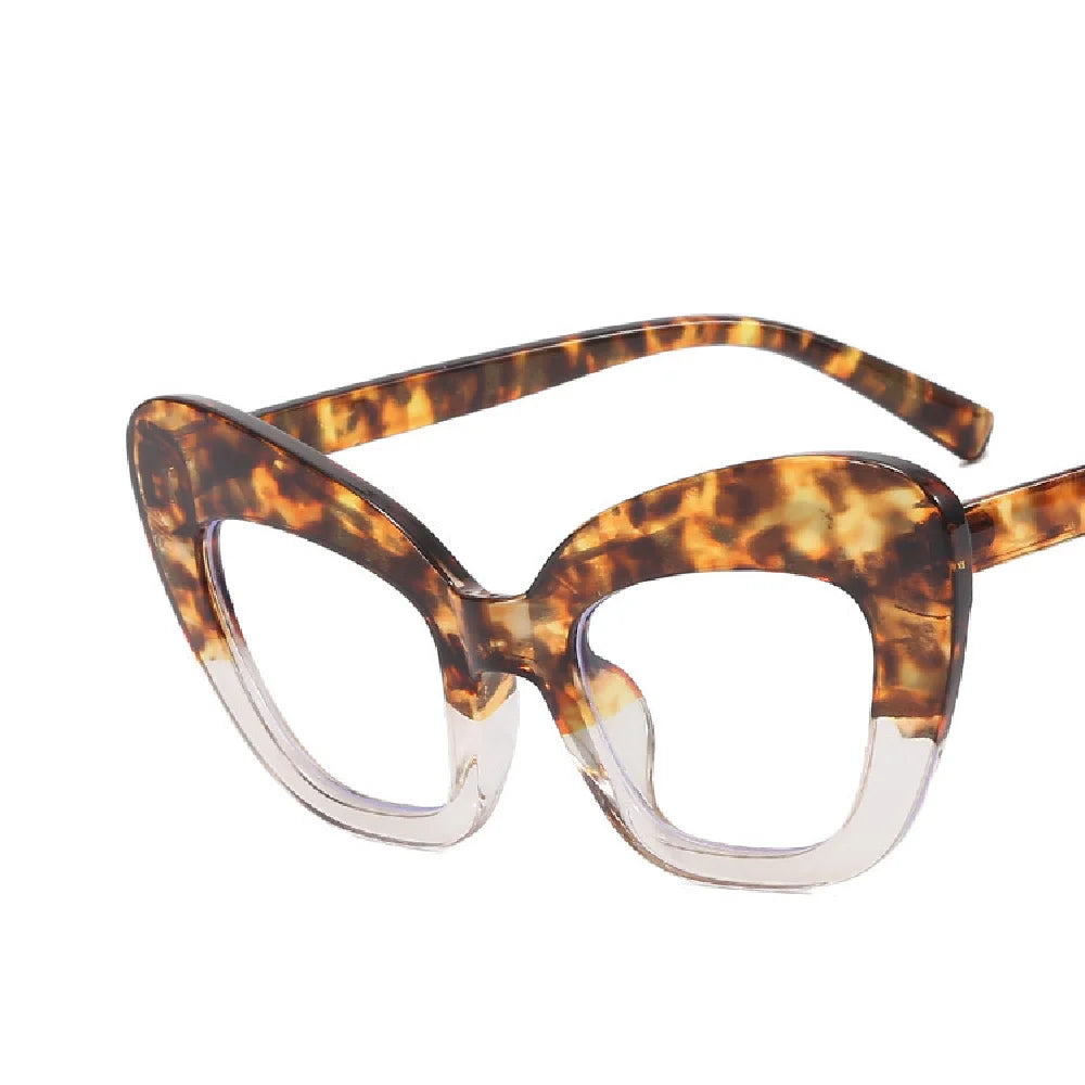 Cat Eye Eyewear Frame – Anti Blue Light – Plastic Oversized Leopard | KIMLUD
