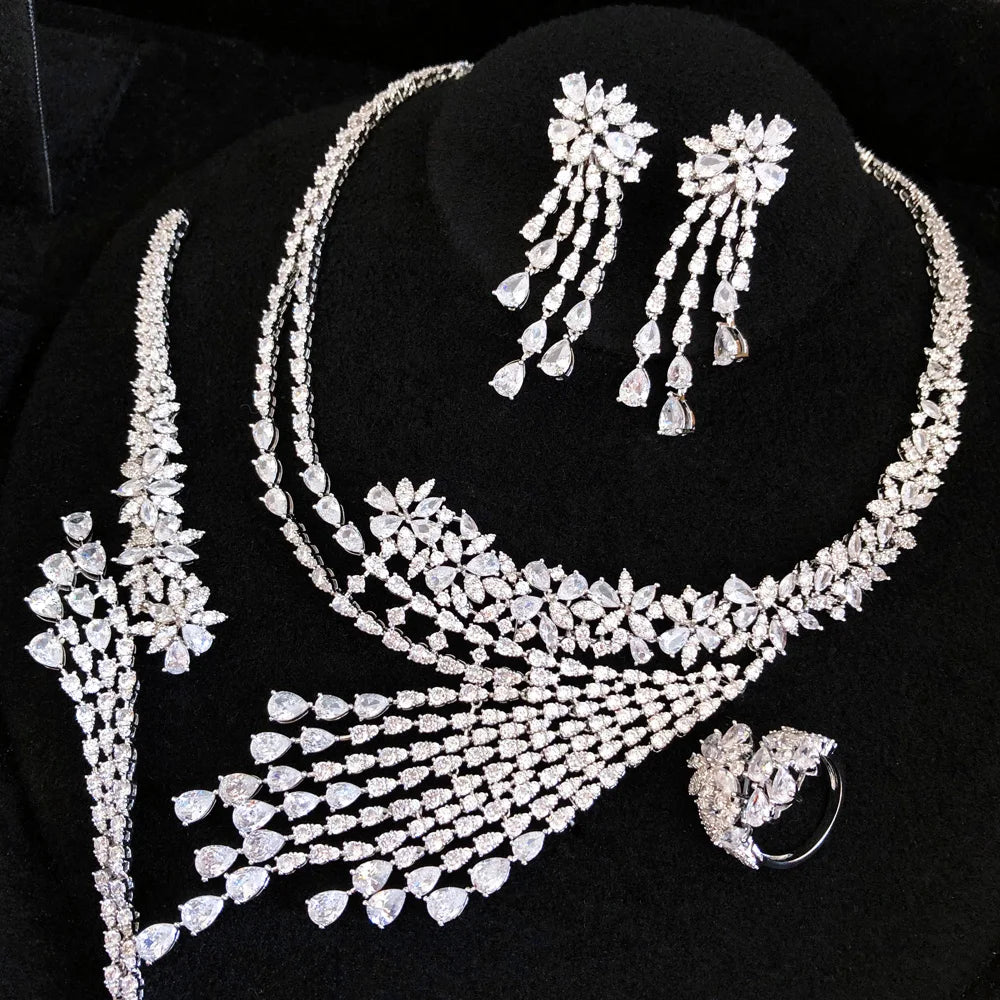 GODKI Famous Brand Luxury African/Indian Jewelry Sets For Women Wedding Party Zircon Crystal Dubai Bridal Jewelry Set Gift