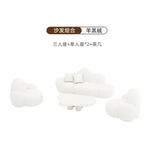 Lambswool Modern Sofa Mid Century Luxe Comfort Quiet Luxury Upholstery — White | KIMLUD