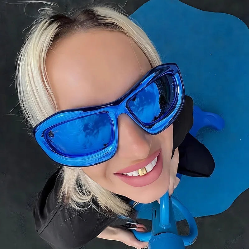 Acetate Sunglasses Large Frame Punk Style — Black | KIMLUD