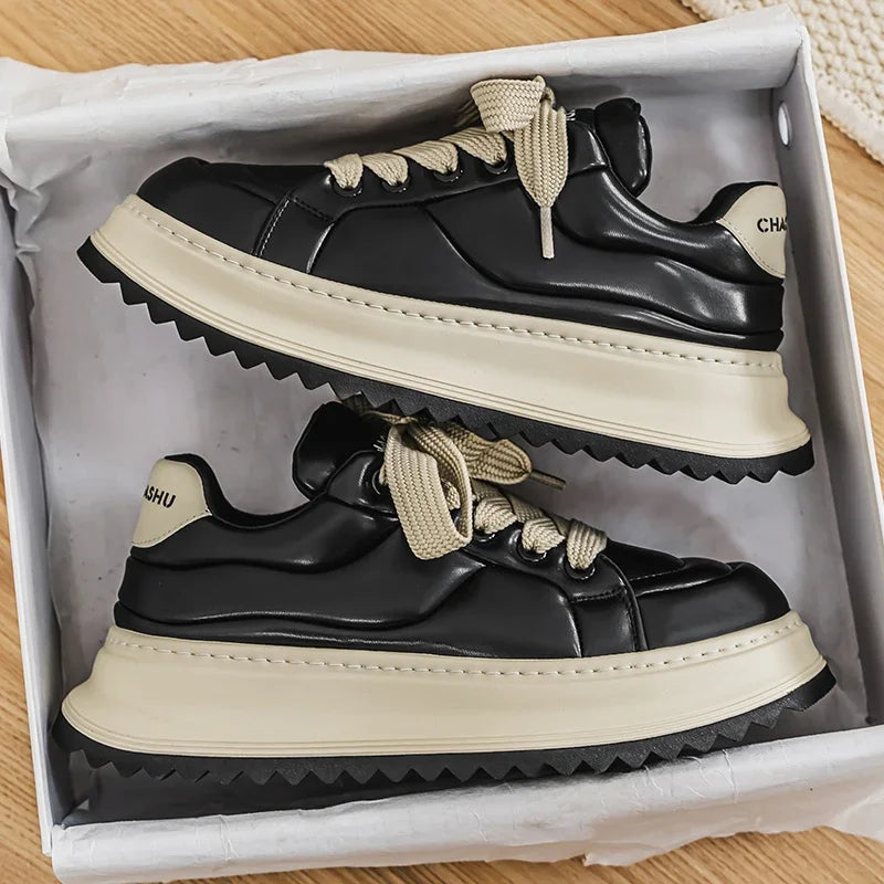Chunky Sneaker – Height Platform – Microfiber Leather – Lace-Up | KIMLUD