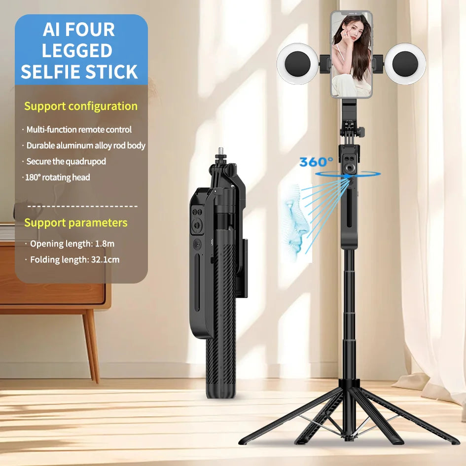 BSLIUFANG 1.8M 360 Rotation Following Shooting Mode Gimbal Stabilizer Selfie Stick Tripod Gimbal For Smartphone Live Photography