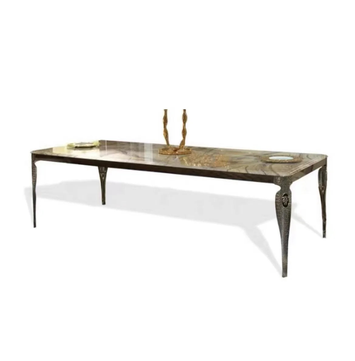 Stainless Steel Ceramic Dining Table Set — White | KIMLUD