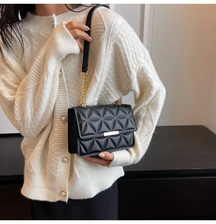 Trendy Quilted Chain Crossbody Shoulder Bag, Stylish Multi Color Small Square Purse, Chic & Perfect for Women's Everyday Use