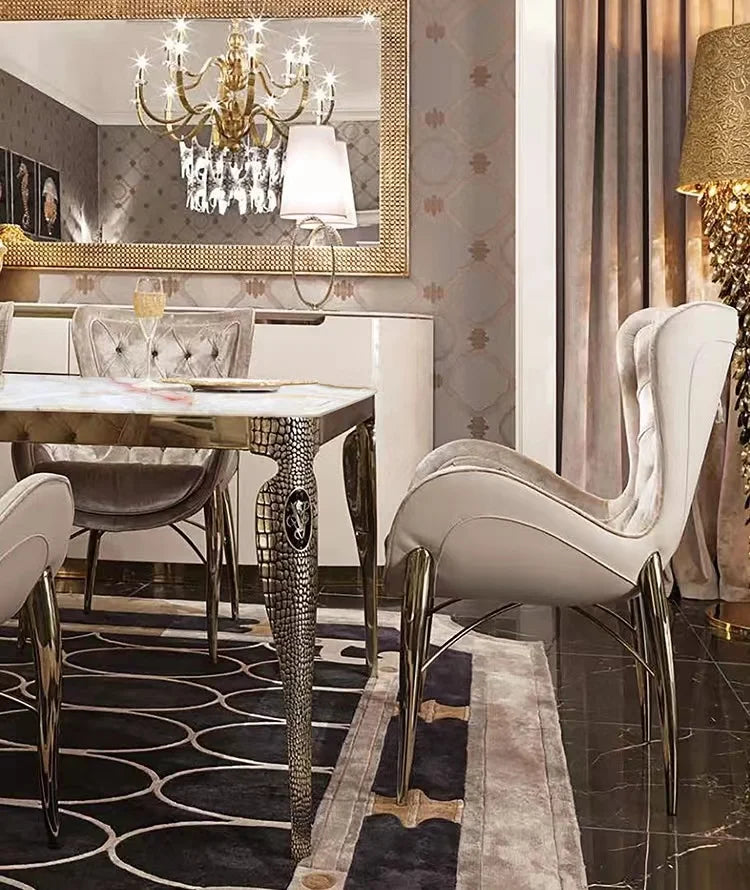 Stainless Steel Ceramic Dining Table Set — White | KIMLUD