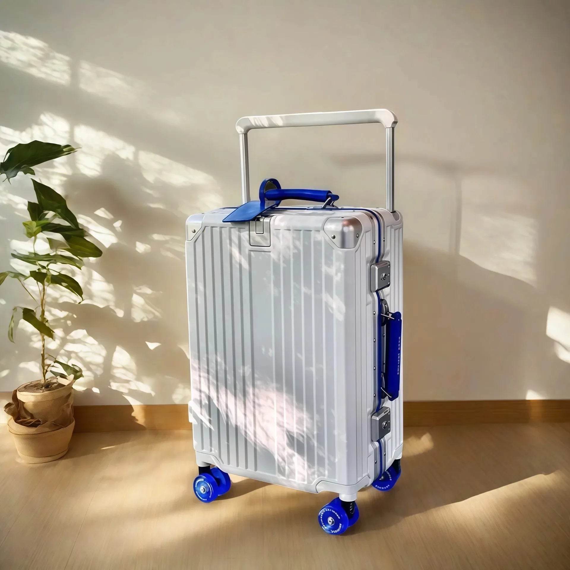Wide Handlebar Travel Balance Trolley Suitcase with Colorful Silent Wheels TSA Lock Rolling Luggage Large Capacity PC Material