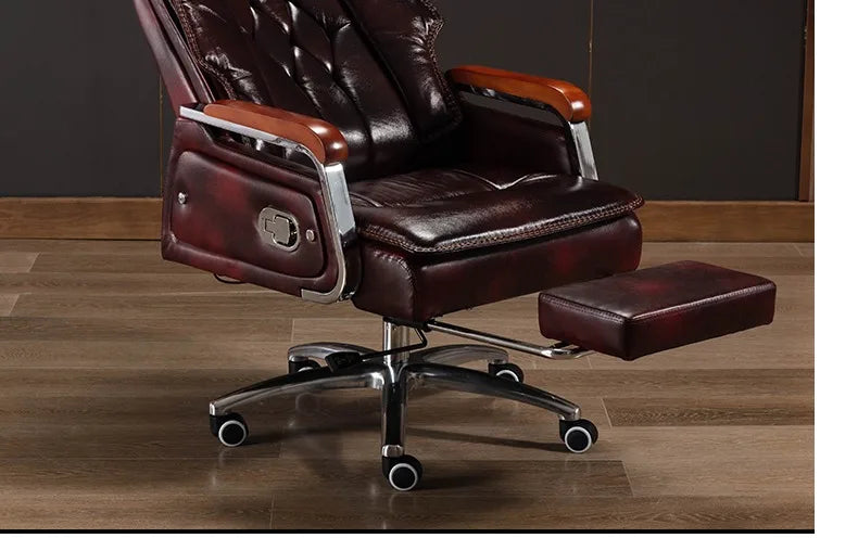 Leather Accent Office Chair Ergonomic Mobile — Brown | KIMLUD