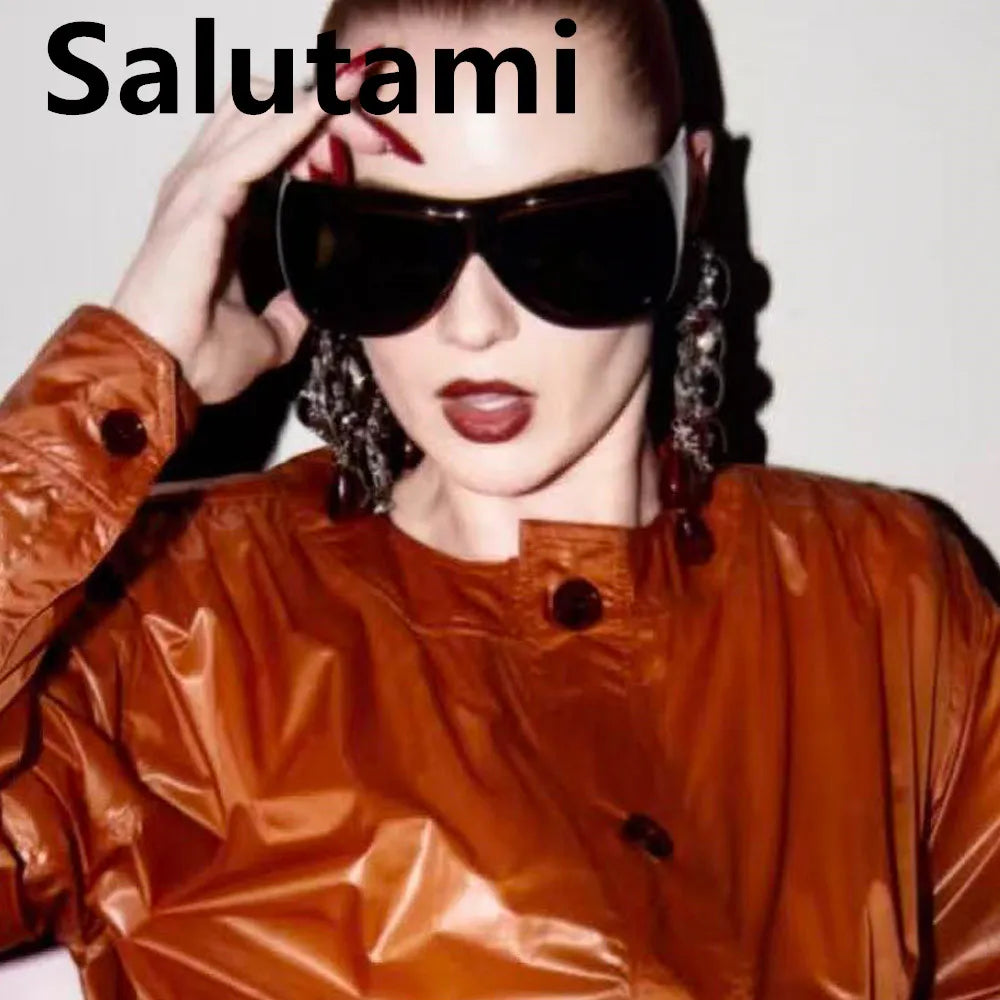 Oversized Square Sunglasses Y2K Style — Black | KIMLUD