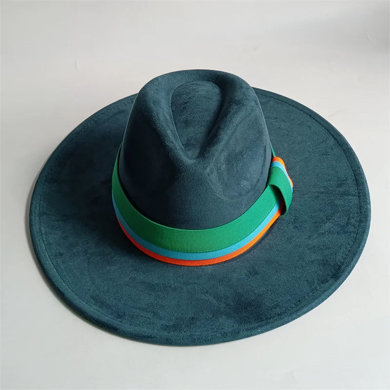 Suede Fedora Hat Wide Brim — Grayish Brown | KIMLUD