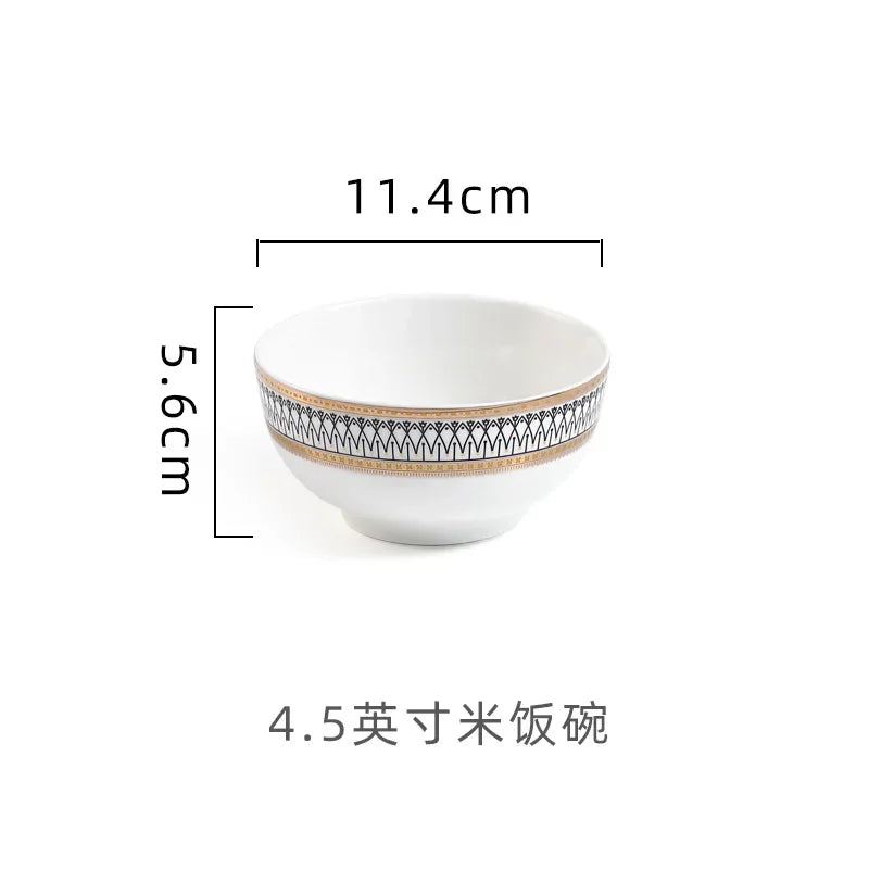 Ceramic Dinner Plates Golden Bead Trim — White | KIMLUD