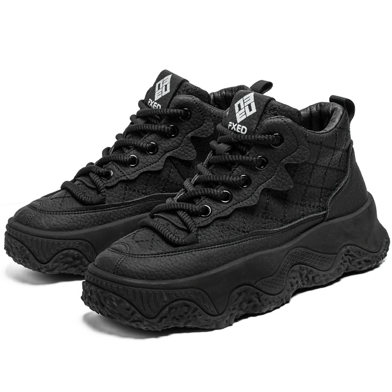 Chunky Sneaker Men Designer Winter Plush Warm Punk Board Shoes Fashion Casual Leather Height Increased Flat Platform Sport Shoes