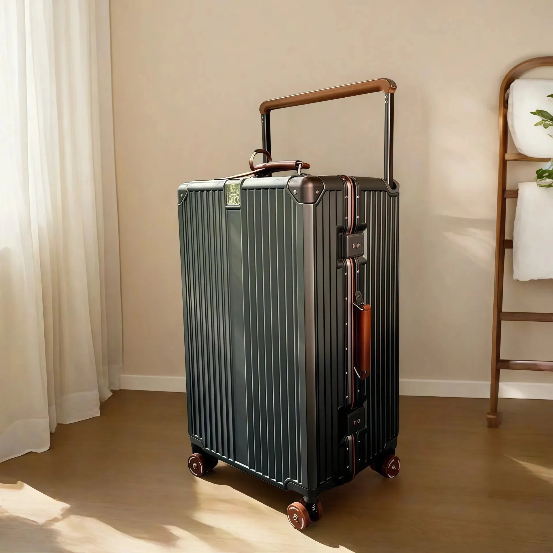 Wide Handlebar Travel Balance Trolley Suitcase with Colorful Silent Wheels TSA Lock Rolling Luggage Large Capacity PC Material