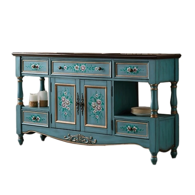 Side cabinet Solid wood American rural entrance cabinet Painted storage