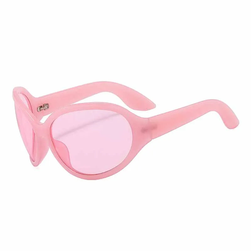 Oversized Oval Sunglasses Y2K Punk — Black | KIMLUD