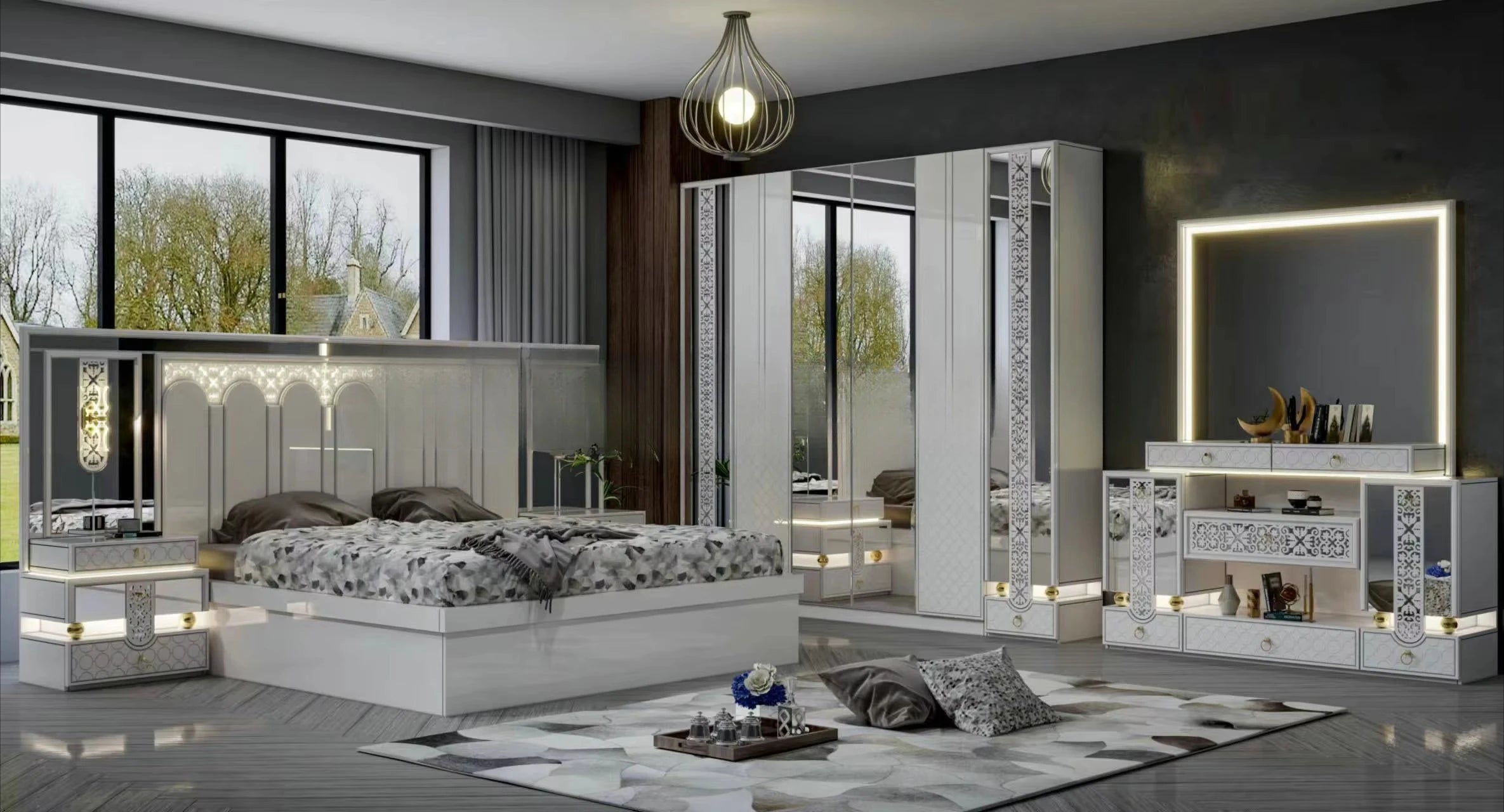 Furniture  Bed Master Bedroom Set Paint Melamine MDF Bedroom Set Bedroom Furniture