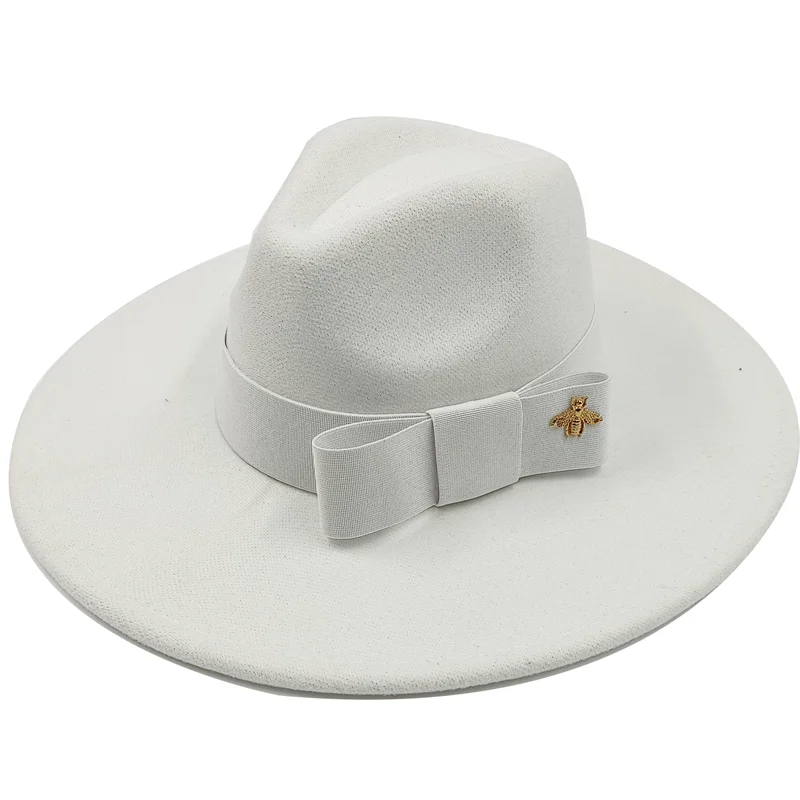 Low price wholesale Fedora hats Winter jazz monochrome bow elastic band men and women red jazz hats Fedora hats sombrero hombre - KIMLUD