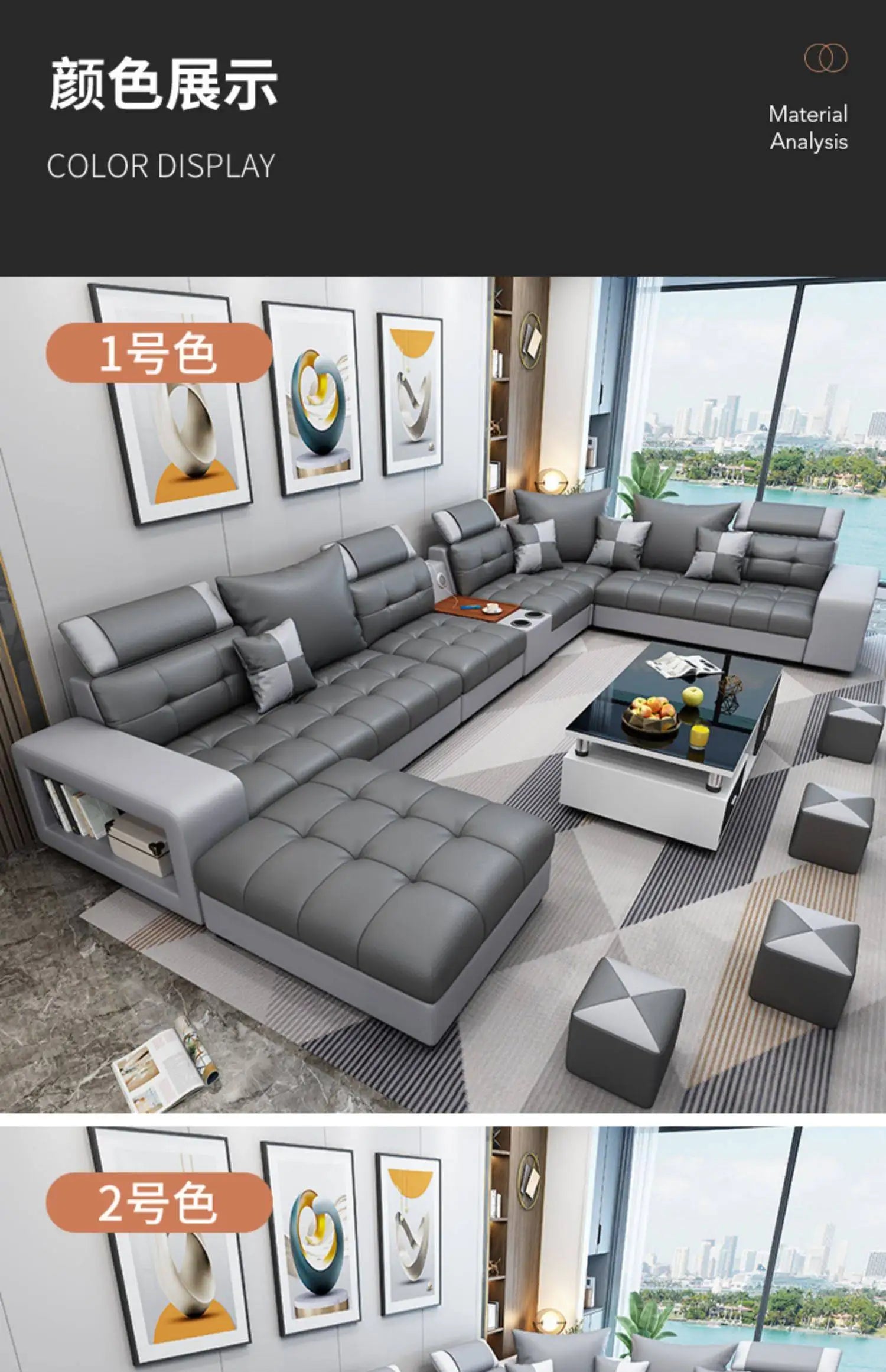 Latex Nano Three-Proof Fabric Sofa Modern Living Room — Slate Grey | KIMLUD