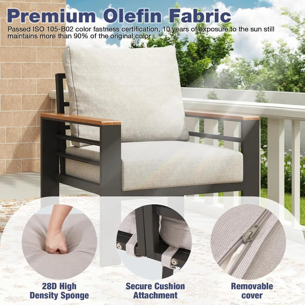 Aluminum Patio Furniture Set 7 Seats, Oversized Outdoor Sectional with Washable Thick Cushions, Coffee Table and Waterproof Cov