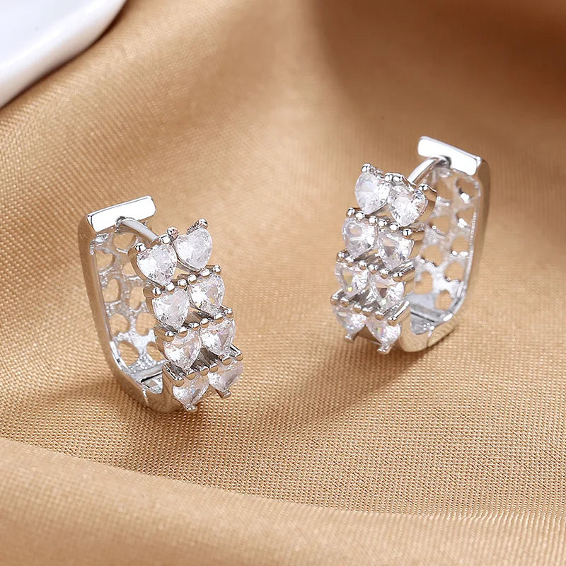 Silver-Toned Copper Oval Zircon Halo Stud Earrings — Sapphire Blue | KIMLUD