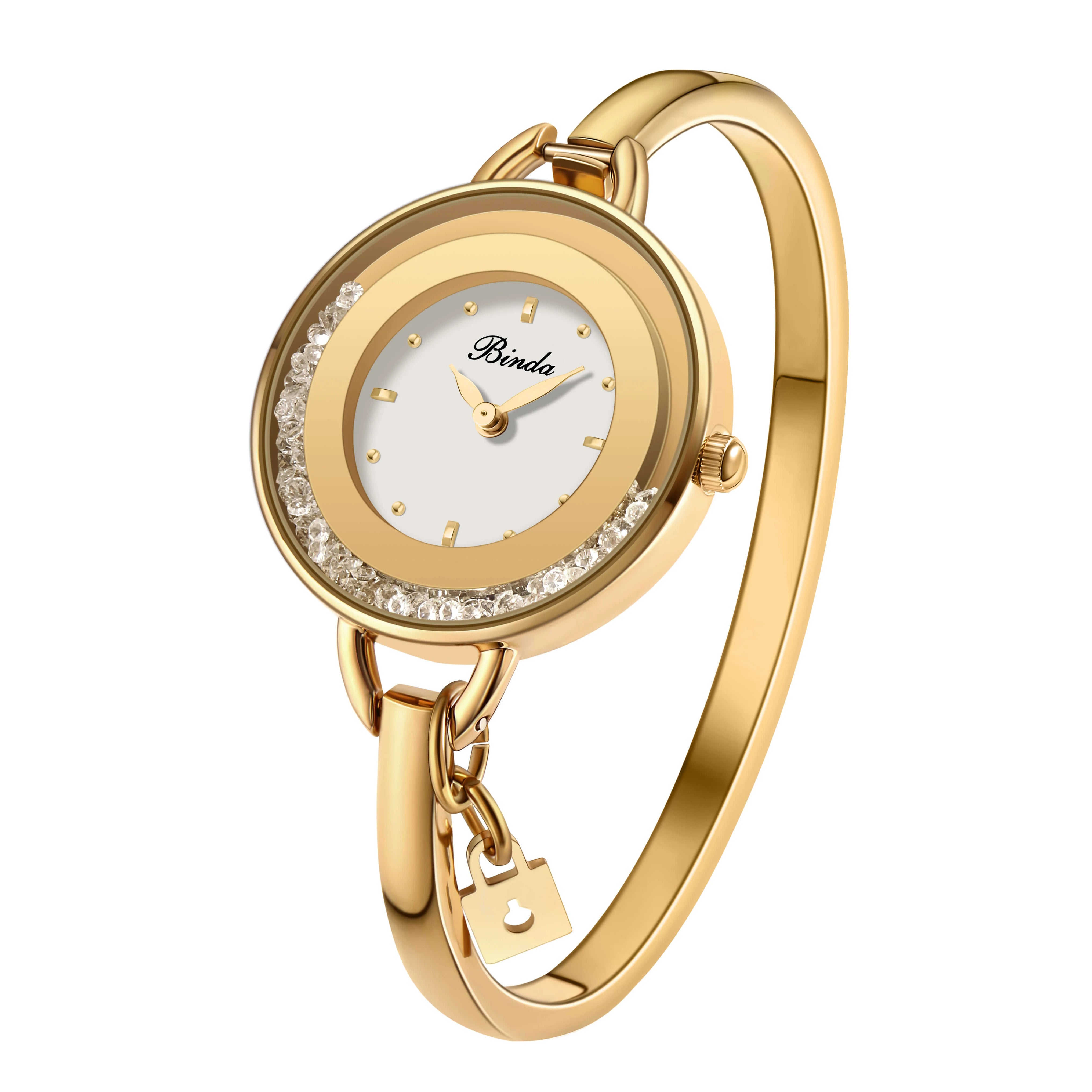 Watch – Quartz Movement – Stainless Steel Band – Rainbow Gold | KIMLUD