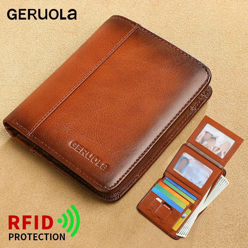 Compact Wallet – RFID Protected – Top-Grain Brown Leather – Gradient Finish | KIMLUD