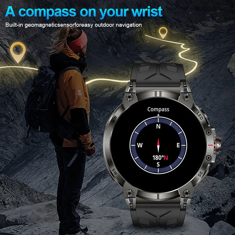 Xiaomi Military Smart Watch Men 760mAh Large Battery LED Flashlight Compass Smartwatch Heart Rate Waterproof Call Smartwatches