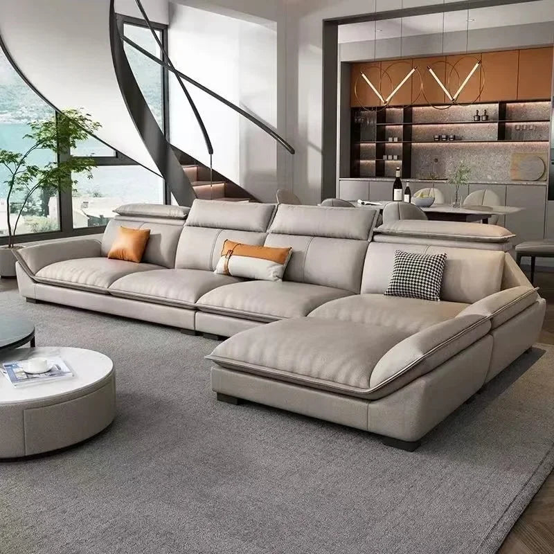 z Modern Home Decoration Microfiber Fabric Furniture Modern Luxury L-Shaped Sofa Living Room Combination Sofa