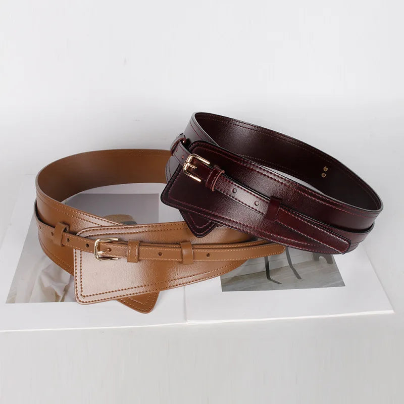 Belt – Wide Waistband – Cowhide Leather – Solid | KIMLUD