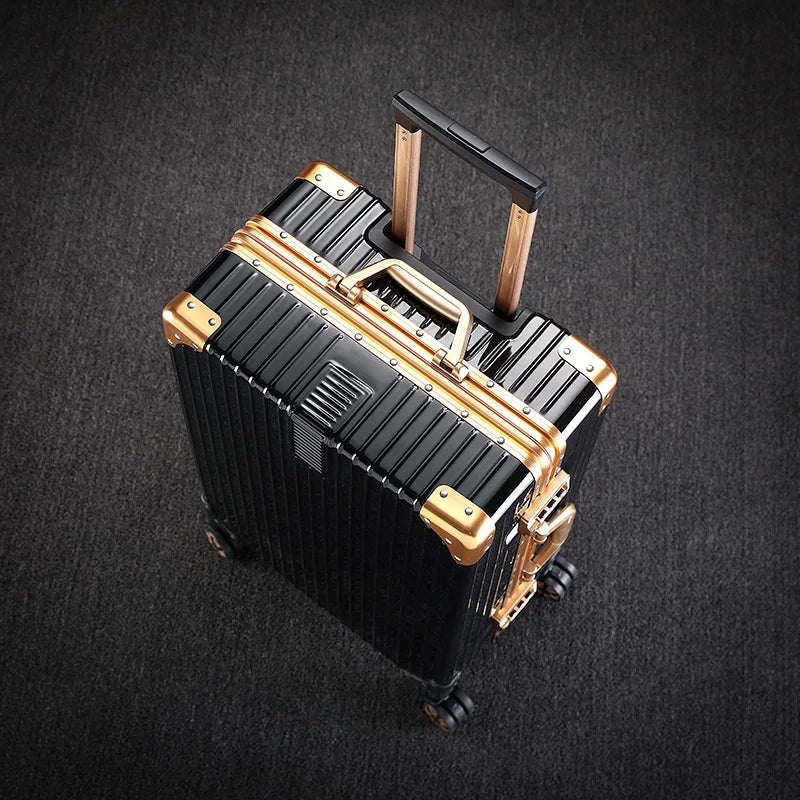 Polycarbonate Luggage Lockable Travel Case — Black | KIMLUD