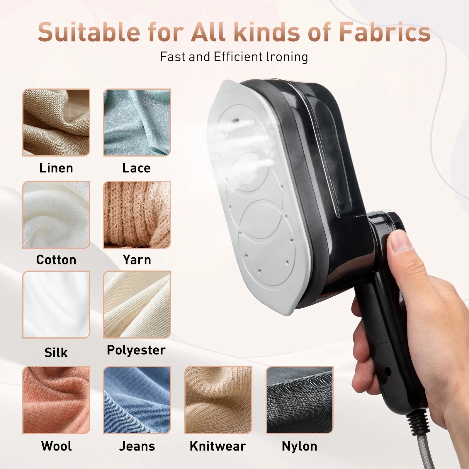KIMLUD, New Foldable LED Digital Display Steam Iron Portable Three-speed Adjustable Steamer 1500W High-power Home Travel Iron, KIMLUD Womens Clothes