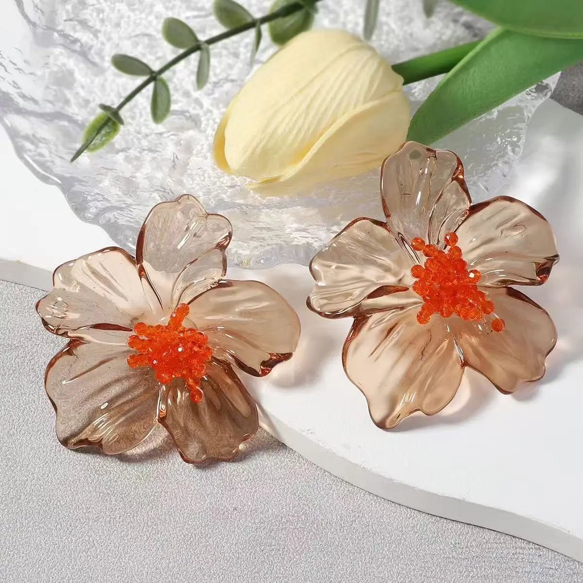 Geometric Zinc Alloy Earrings Water Drop Long — Clear | KIMLUD