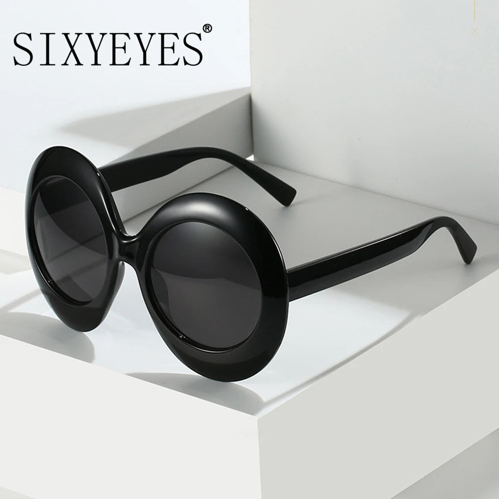 Premium Plastic Oversized Oval Sunglasses — Black | KIMLUD