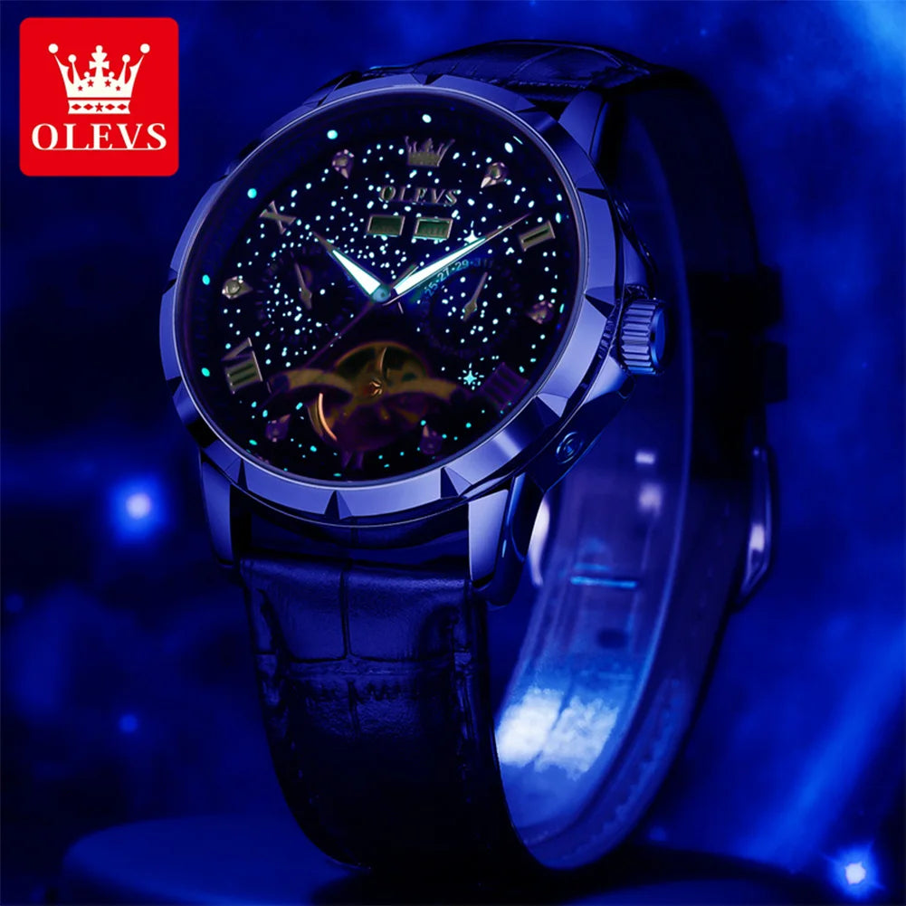 Moon Phase Mechanical Watch Skeleton — Emerald Green | KIMLUD
