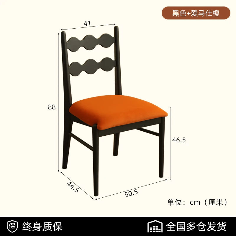 Solid Wood Dining Chair Household French Makeup Soft Bag Armrest Chair Light Luxury Balcony Backrest Silla Comedor Furniture