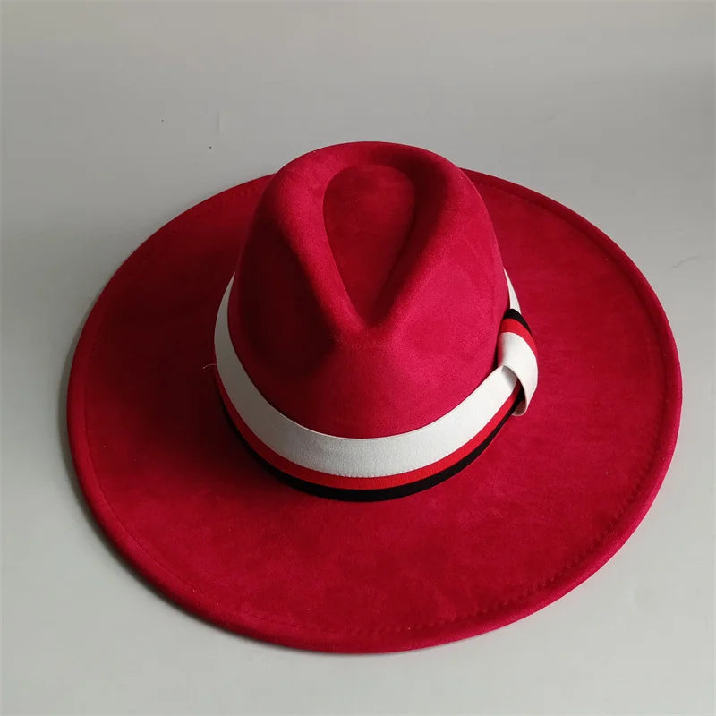 Suede Fedora Hat Wide Brim — Grayish Brown | KIMLUD